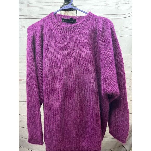 Andrea Jovine Mohair Wool Blend Knit Sweater Pullover Purple Size M - Picture 4 of 5